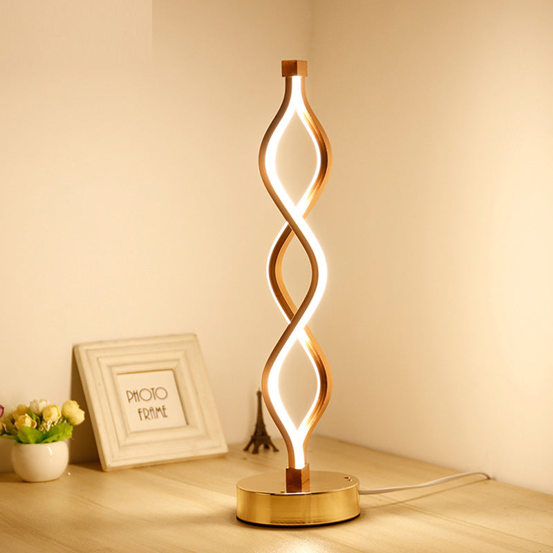 Lyxen™ Spiral Acrylic LED Bedside Lamp – Modern Mood Light for Bedroom & Living Room