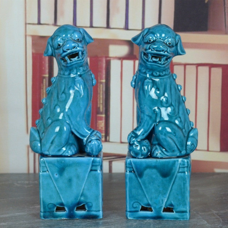 Lyxen™ Blue Monarchs – Porcelain Poodle Sculptures