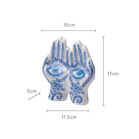 Lyxen™ Azure Gaze — Blue & White Porcelain Sculpture