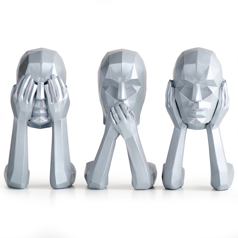 Lyxen Silence Trio – Geometric Character Sculpture Set