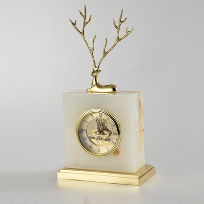 LYXEN™ Marble Elegance Table Clock – Nordic Silent Copper Design