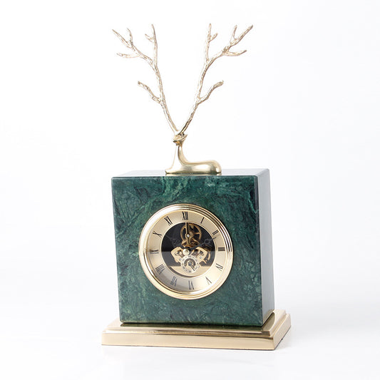 LYXEN™ Marble Elegance Table Clock – Nordic Silent Copper Design