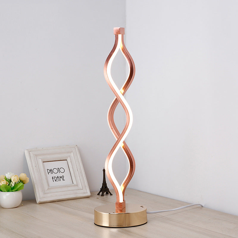 Lyxen™ Spiral Acrylic LED Bedside Lamp – Modern Mood Light for Bedroom & Living Room
