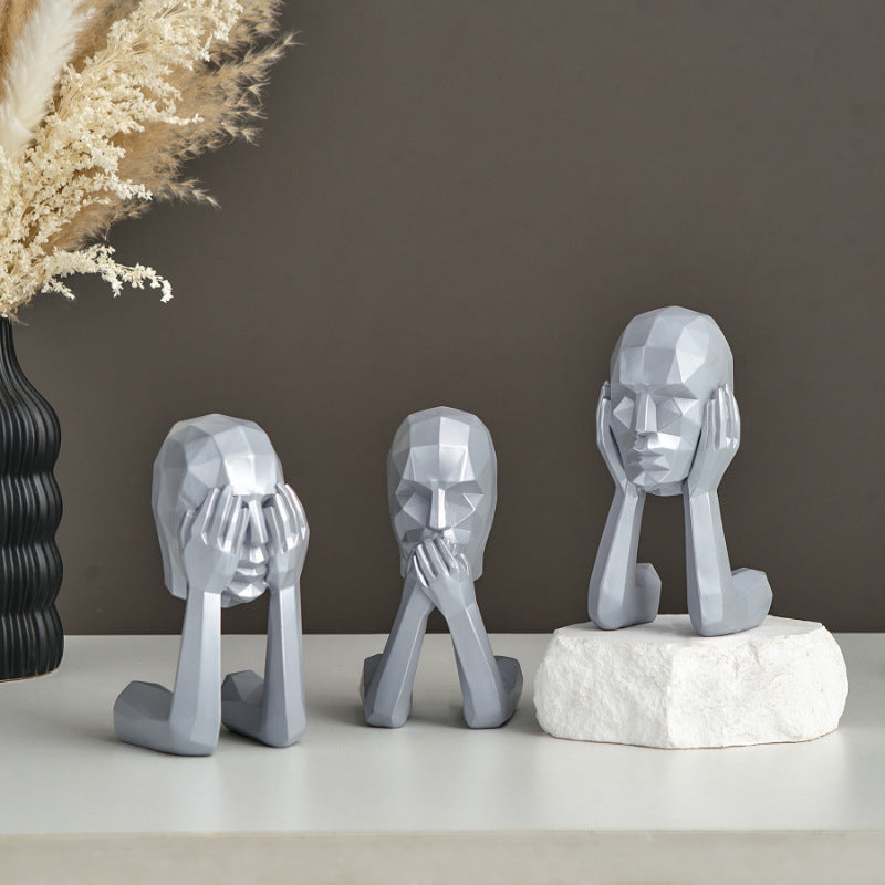 Lyxen Silence Trio – Geometric Character Sculpture Set