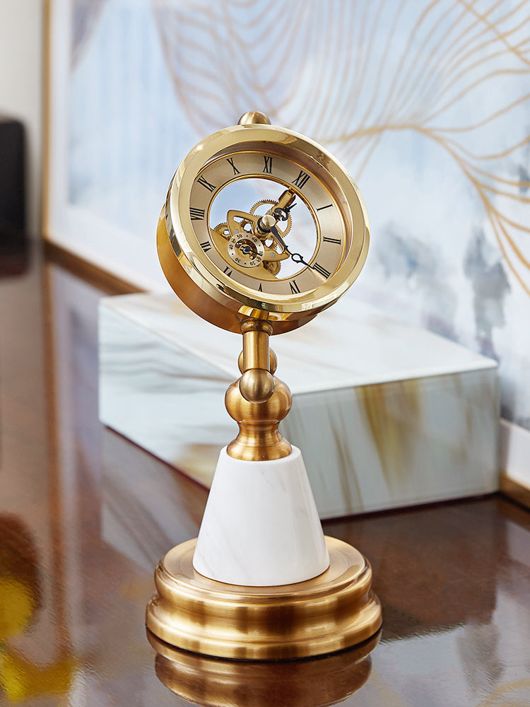 LYXEN™ MarbleEra Clock – European Vintage Table Ornament