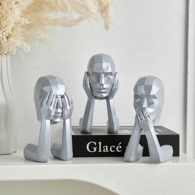 Lyxen Silence Trio – Geometric Character Sculpture Set