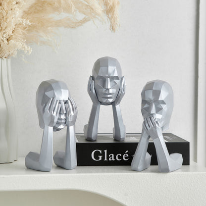 Lyxen Silence Trio – Geometric Character Sculpture Set