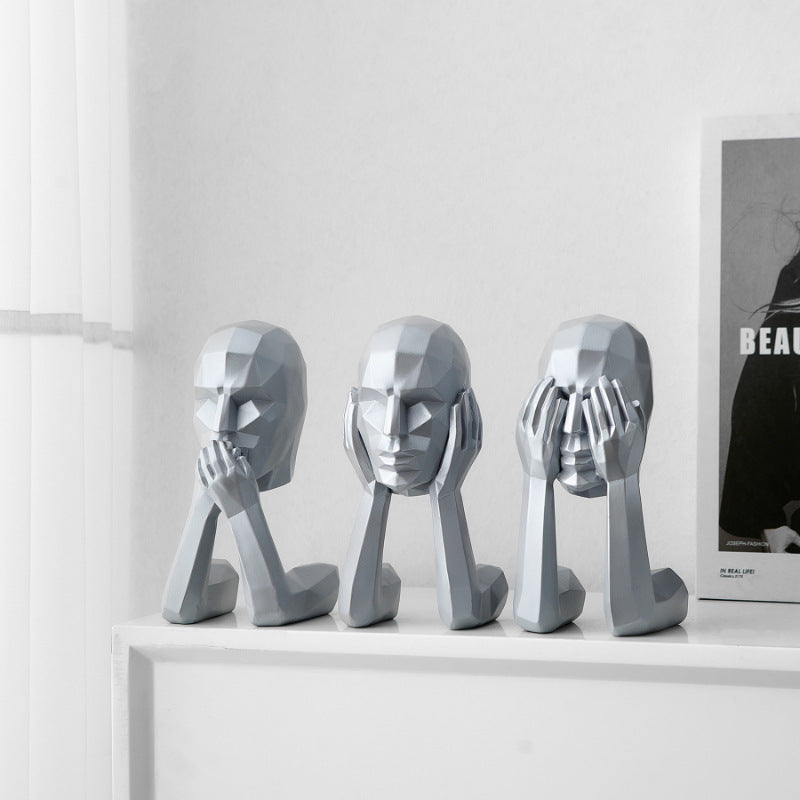 Lyxen Silence Trio – Geometric Character Sculpture Set