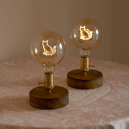 LYXEN™ LumiCat – Heartlight Walnut Bedside Lamp