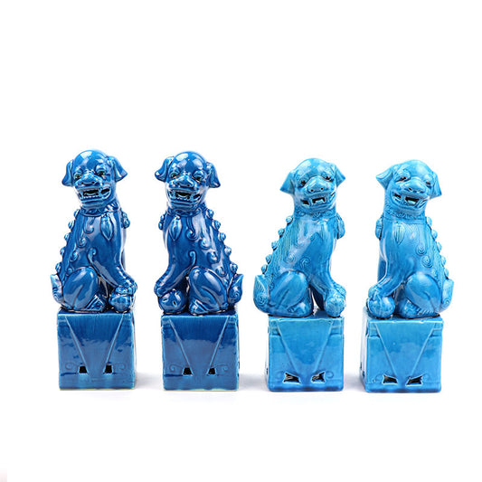 Lyxen™ Blue Monarchs – Porcelain Poodle Sculptures