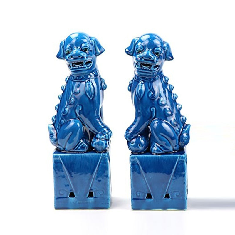 Lyxen™ Blue Monarchs – Porcelain Poodle Sculptures