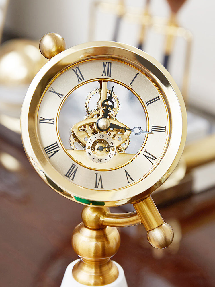 LYXEN™ MarbleEra Clock – European Vintage Table Ornament