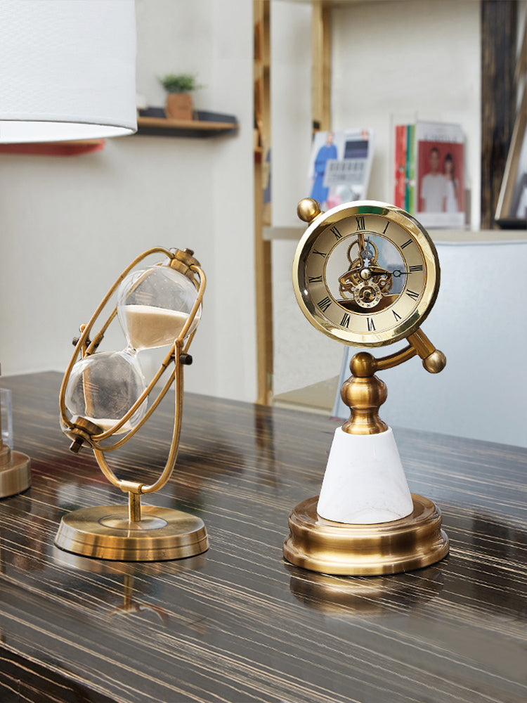 LYXEN™ MarbleEra Clock – European Vintage Table Ornament