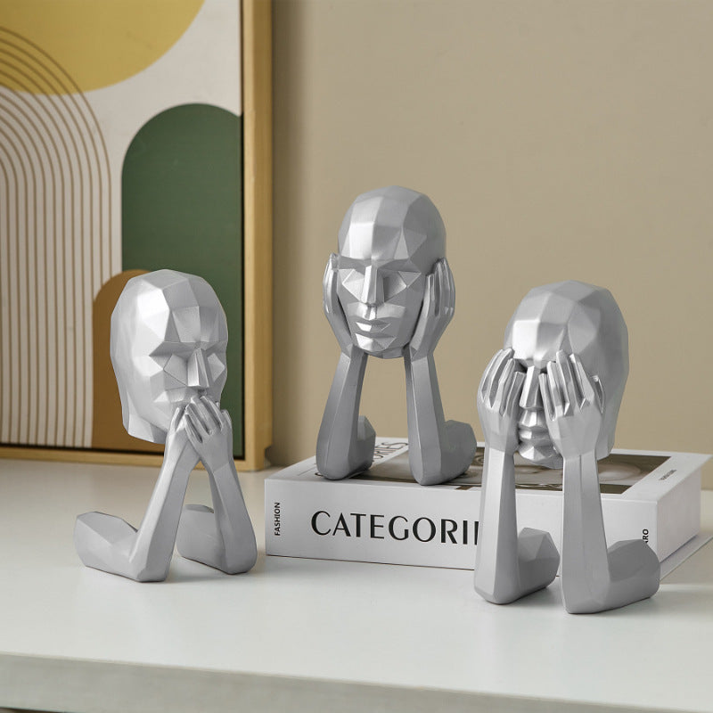 Lyxen Silence Trio – Geometric Character Sculpture Set