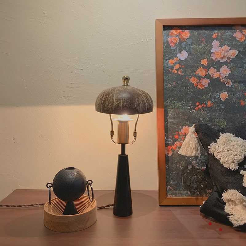 LYXEN™ Soluna – Vintage Coconut Shell Wood Table Lamp