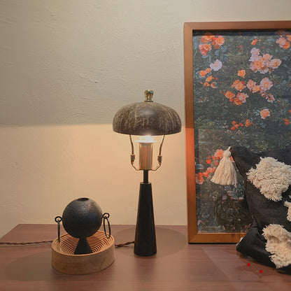 LYXEN™ Soluna – Vintage Coconut Shell Wood Table Lamp
