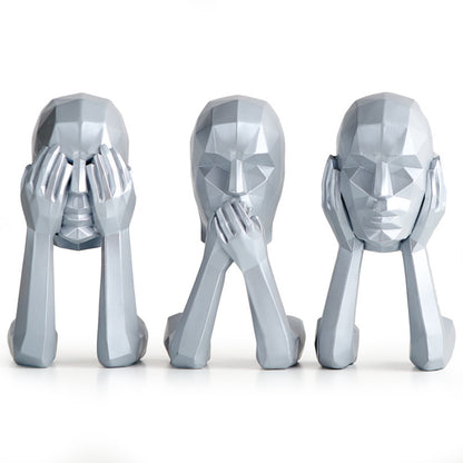 Lyxen Silence Trio – Geometric Character Sculpture Set
