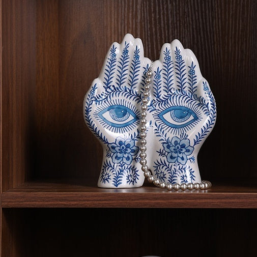 Lyxen™ Azure Gaze — Blue & White Porcelain Sculpture