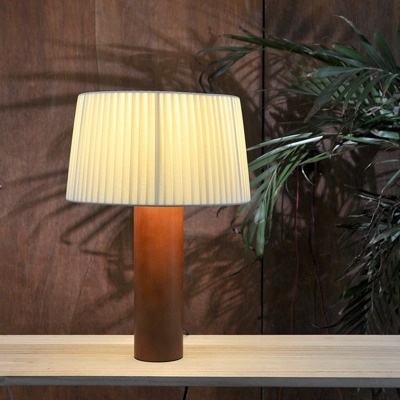 Lyxen PleatGlow – Korean-Style Solid Wood Bedside Lamp