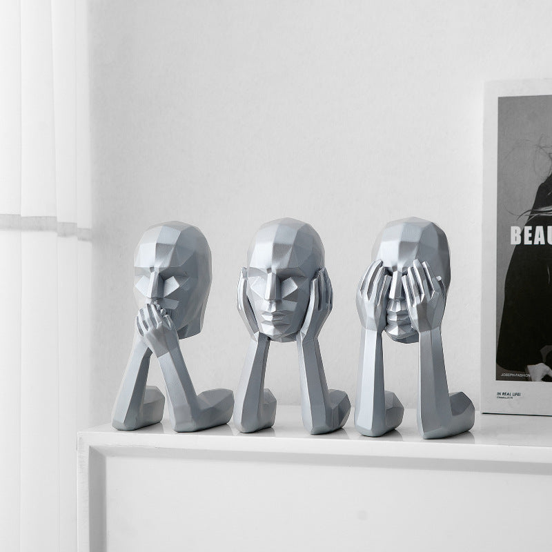 Lyxen Silence Trio – Geometric Character Sculpture Set