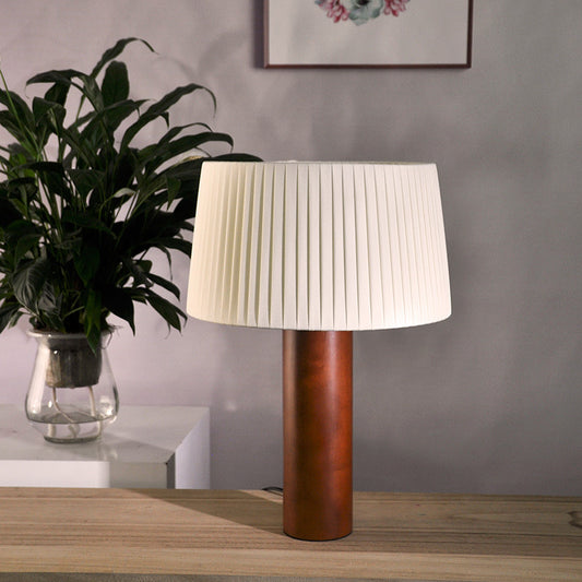Lyxen PleatGlow – Korean-Style Solid Wood Bedside Lamp