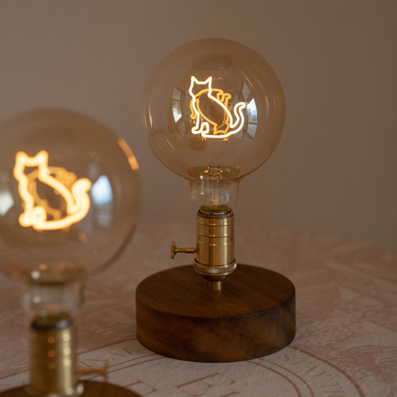 LYXEN™ LumiCat – Heartlight Walnut Bedside Lamp