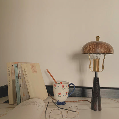 LYXEN™ Soluna – Vintage Coconut Shell Wood Table Lamp