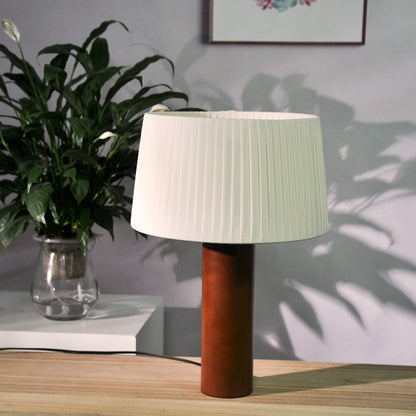 Lyxen PleatGlow – Korean-Style Solid Wood Bedside Lamp