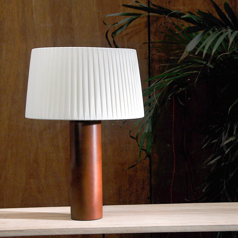 Lyxen PleatGlow – Korean-Style Solid Wood Bedside Lamp
